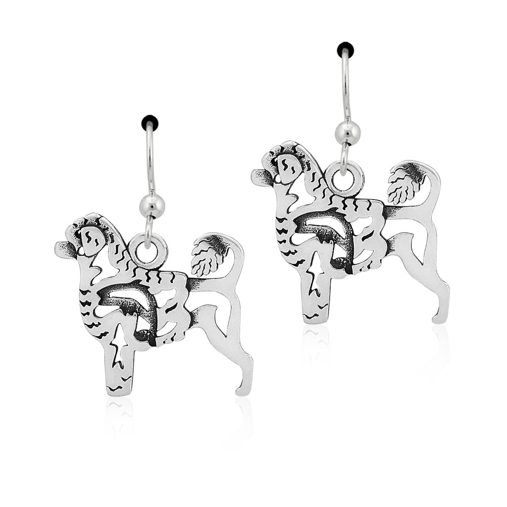 Sterling Silver Portuguese Water Dog Dangle Earrings