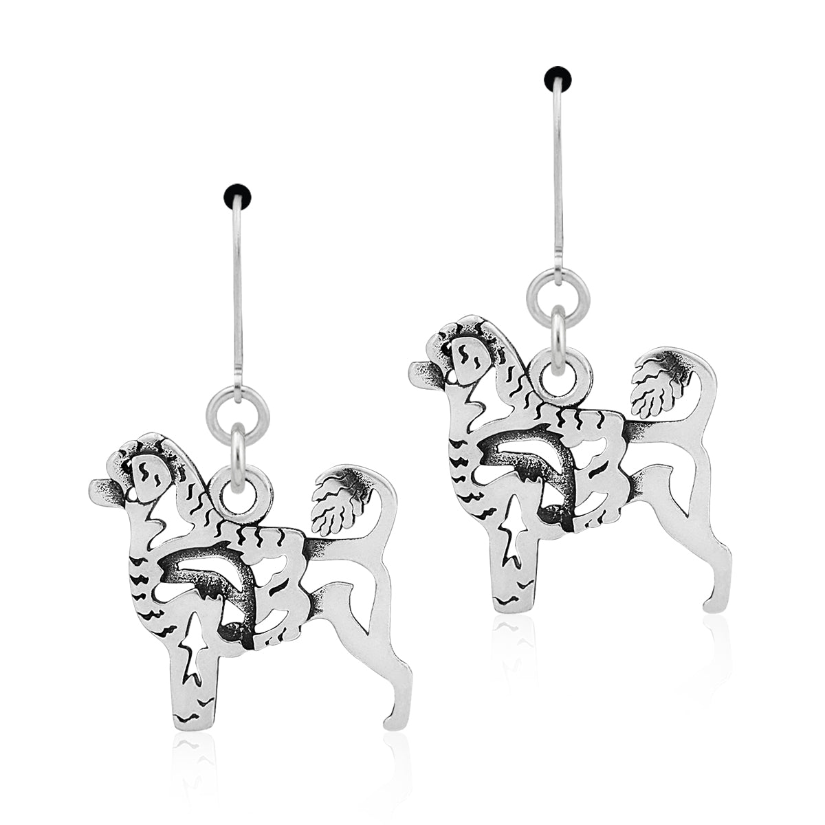 Sterling Silver Portuguese Water Dog Dangle Earrings