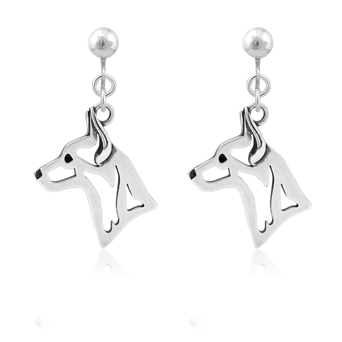 Rat Terrier Earrings in Sterling Silver