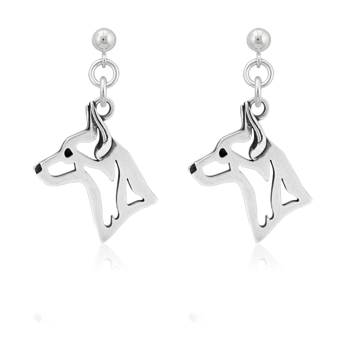 Rat Terrier Earrings in Sterling Silver