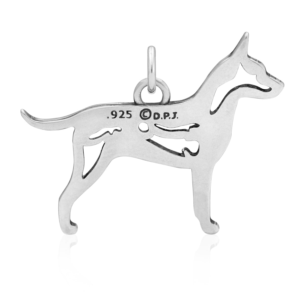 Sterling Silver Rat Terrier Necklace Jewelry, Natural Tail