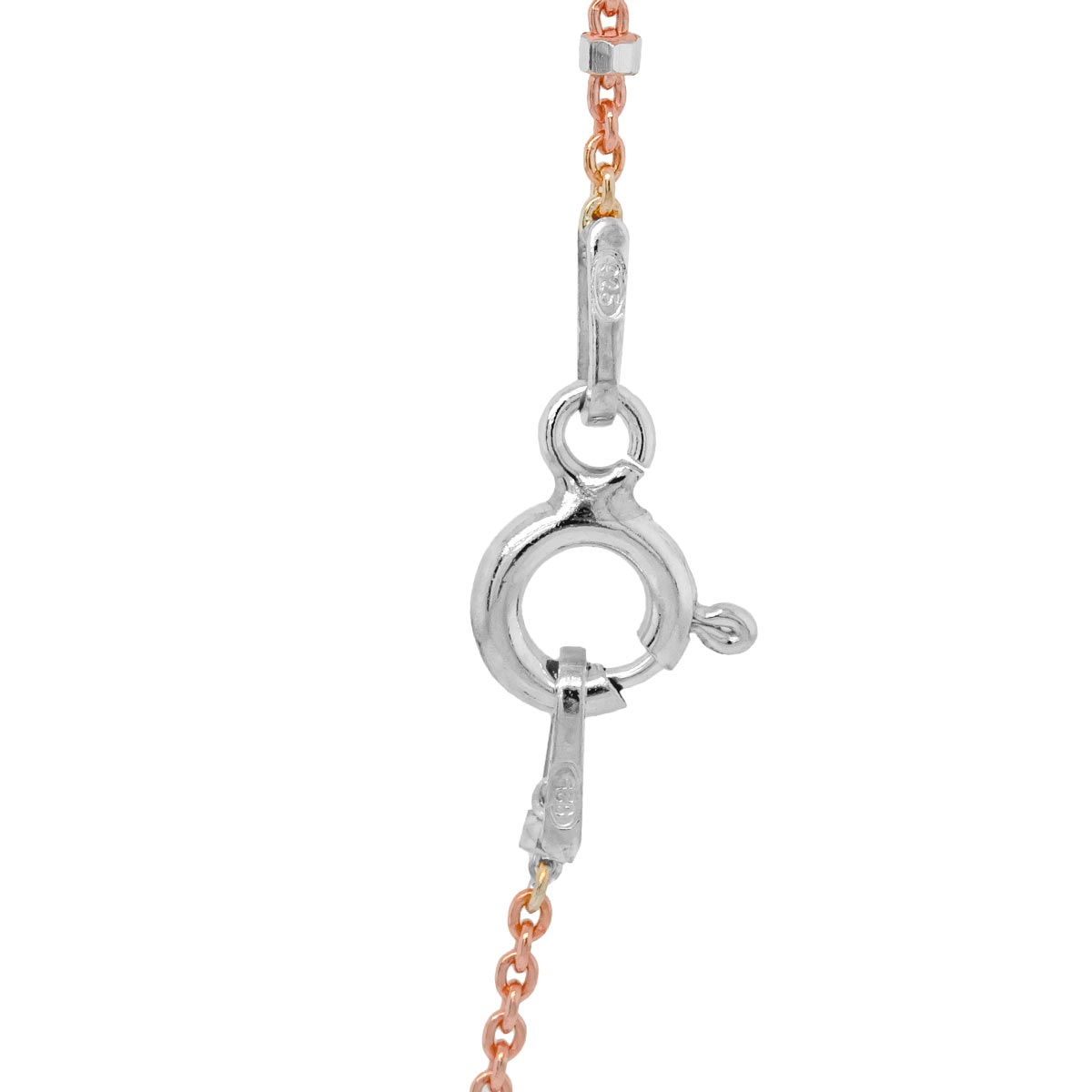 2 Tone 18K Rose Gold Vermeil Sterling Silver Satellite Chain 16"
