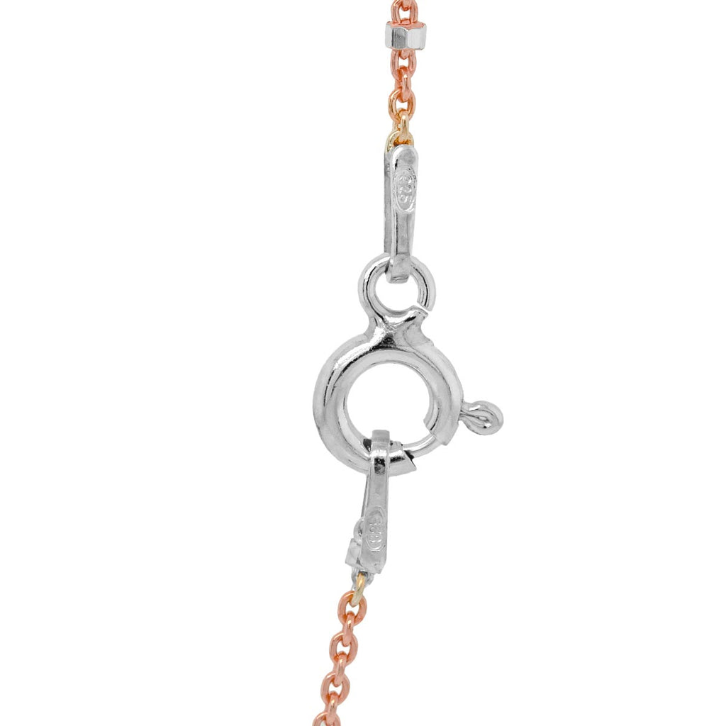 2 Tone 18K Rose Gold Vermeil Sterling Silver Satellite Chain 18"