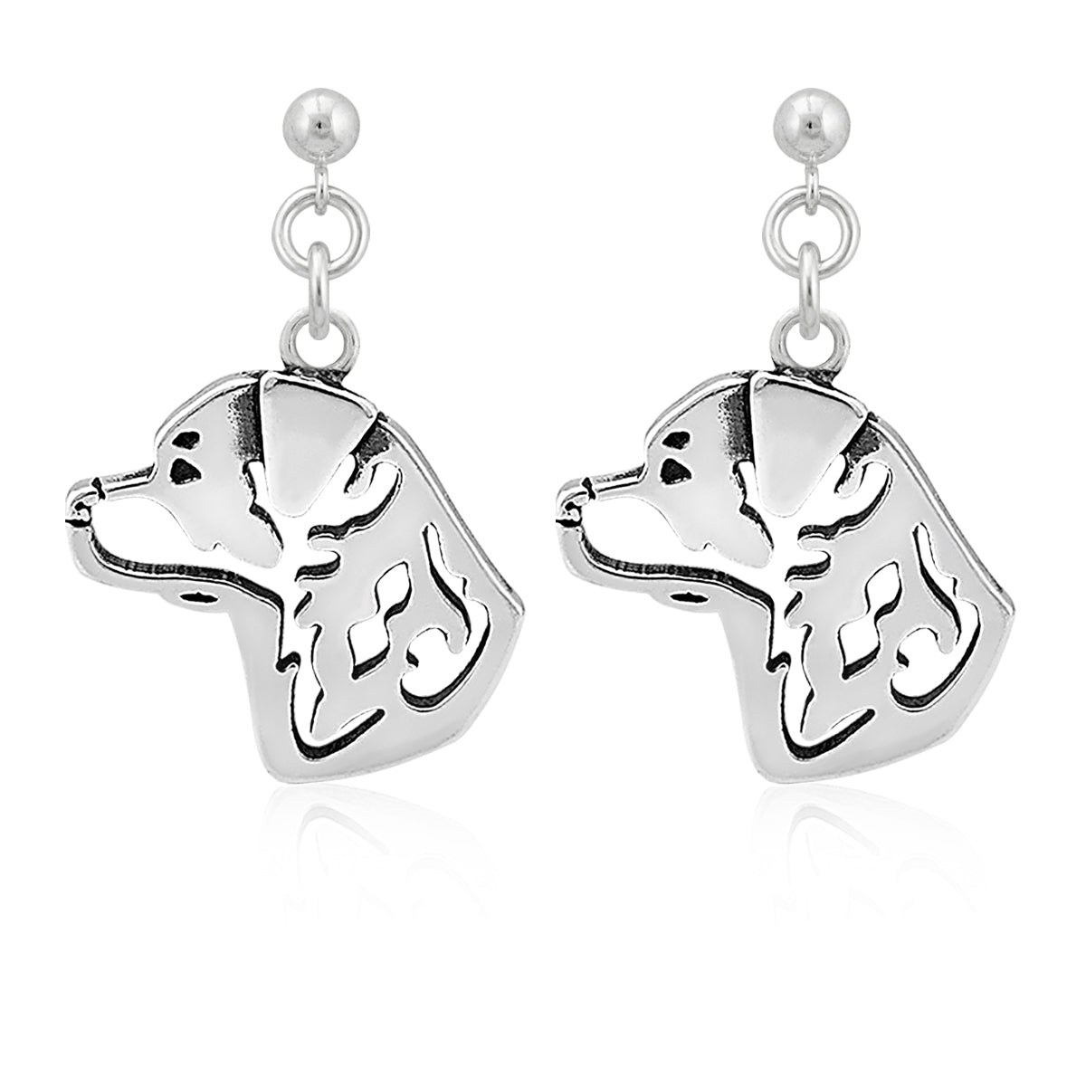 Rottweiler Earrings in Sterling Silver