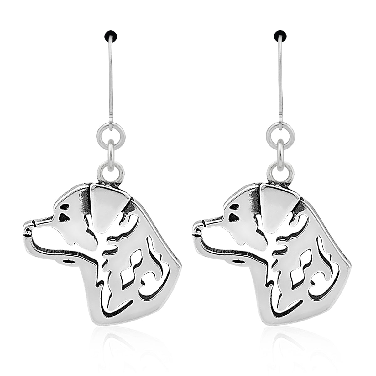 Rottweiler Earrings in Sterling Silver
