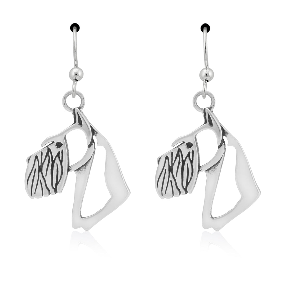 Schnauzer Earrings in Sterling Silver, Cropped Ears