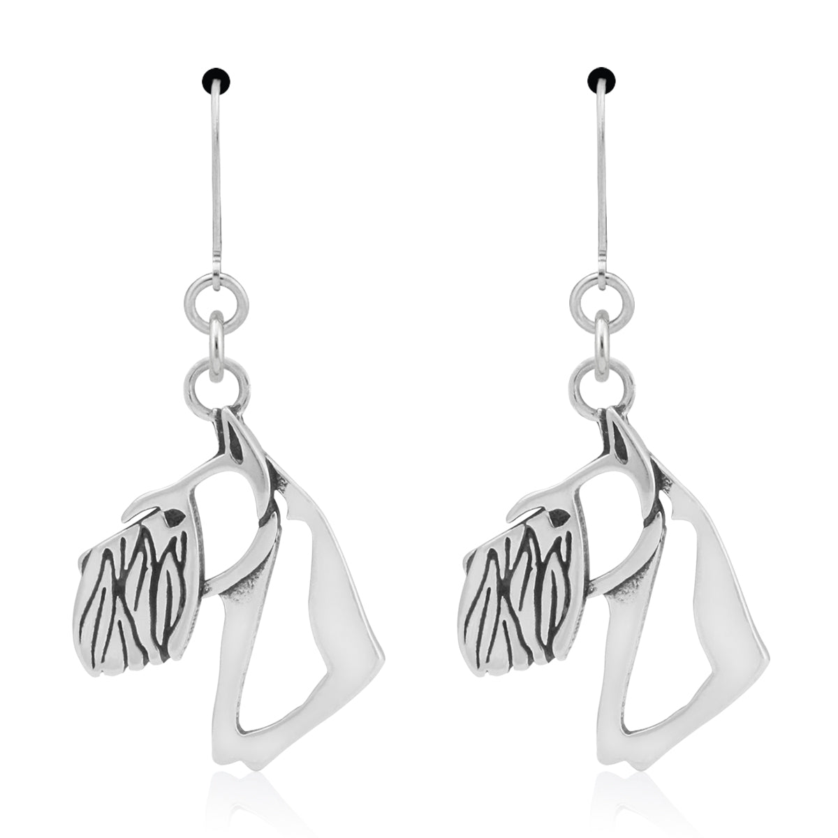 Schnauzer Earrings in Sterling Silver, Cropped Ears