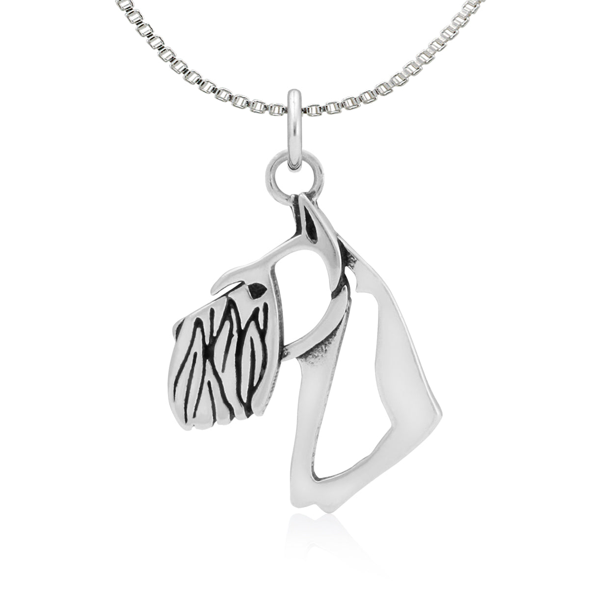 Schnauzer Necklace in Sterling Silver, Cropped Ears