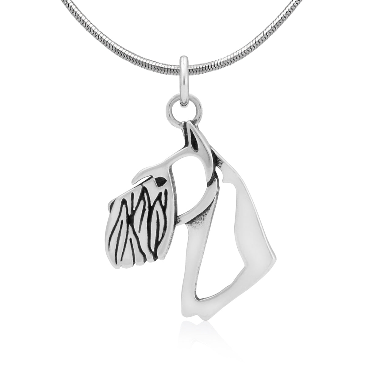 Schnauzer Necklace in Sterling Silver, Cropped Ears