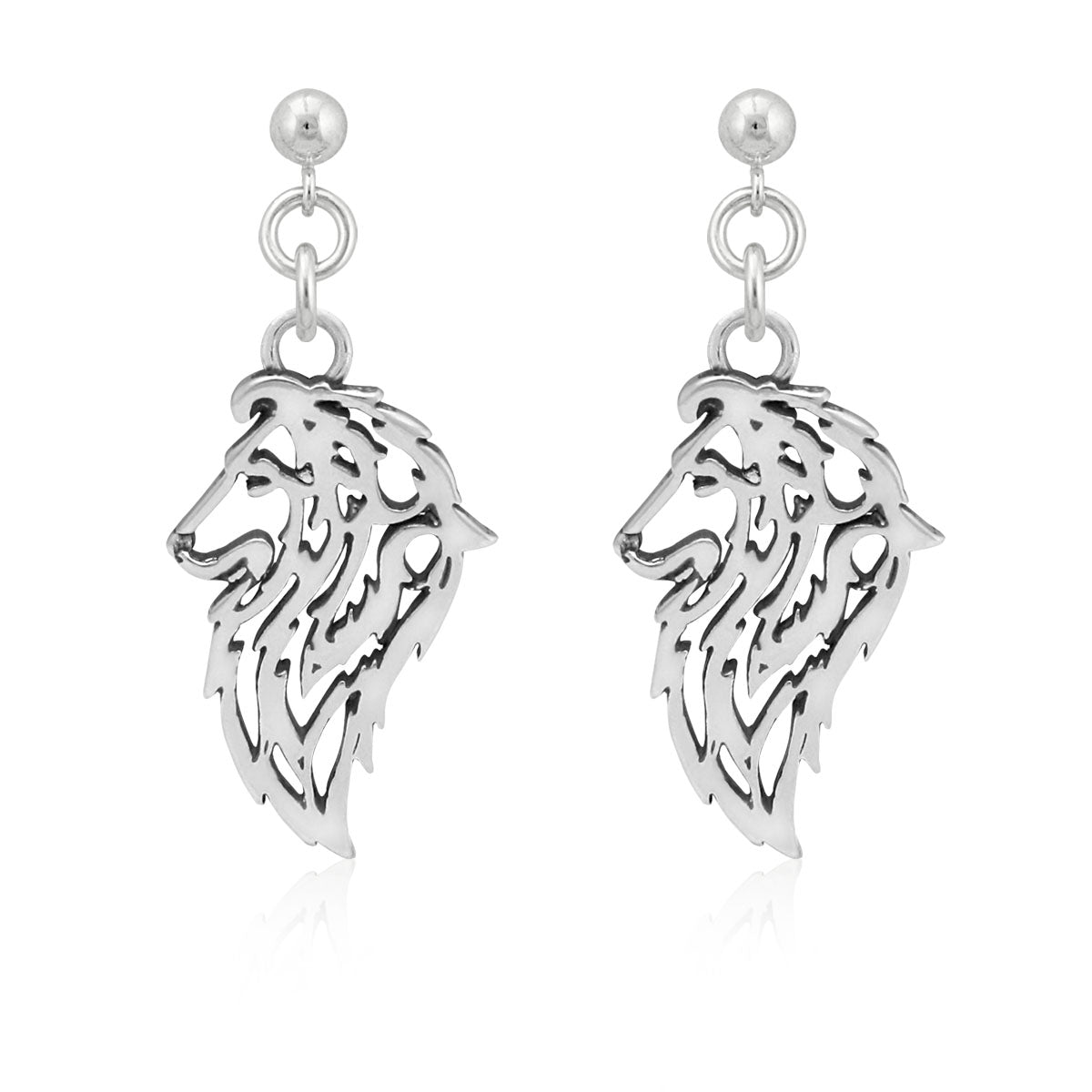 Shetland Sheepdog Earrings in Sterling Silver