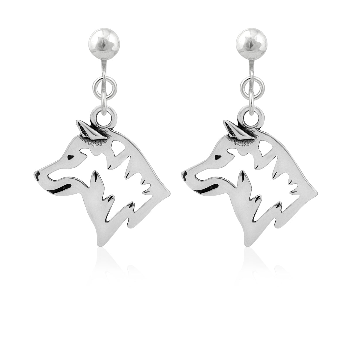 Shiba Inu Earrings in Sterling Silver