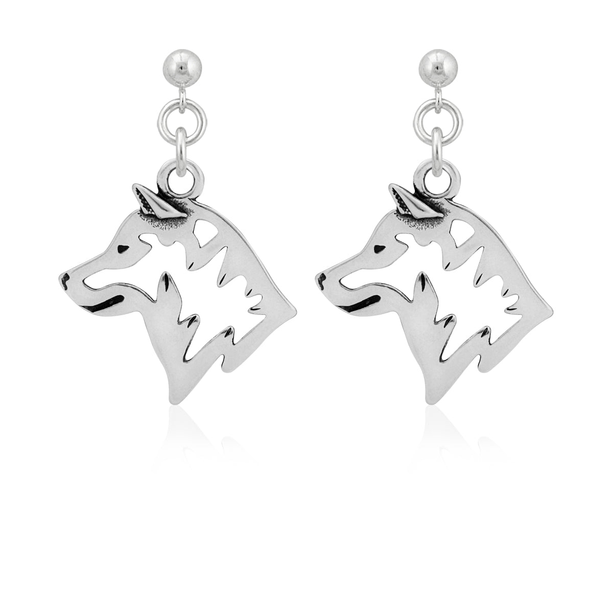 Shiba Inu Earrings in Sterling Silver
