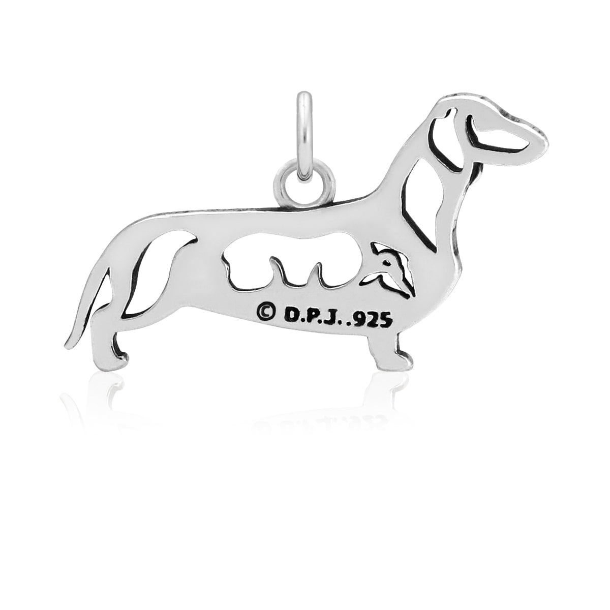 Sterling Silver Dachshund Necklace Pendant, Smooth Coat