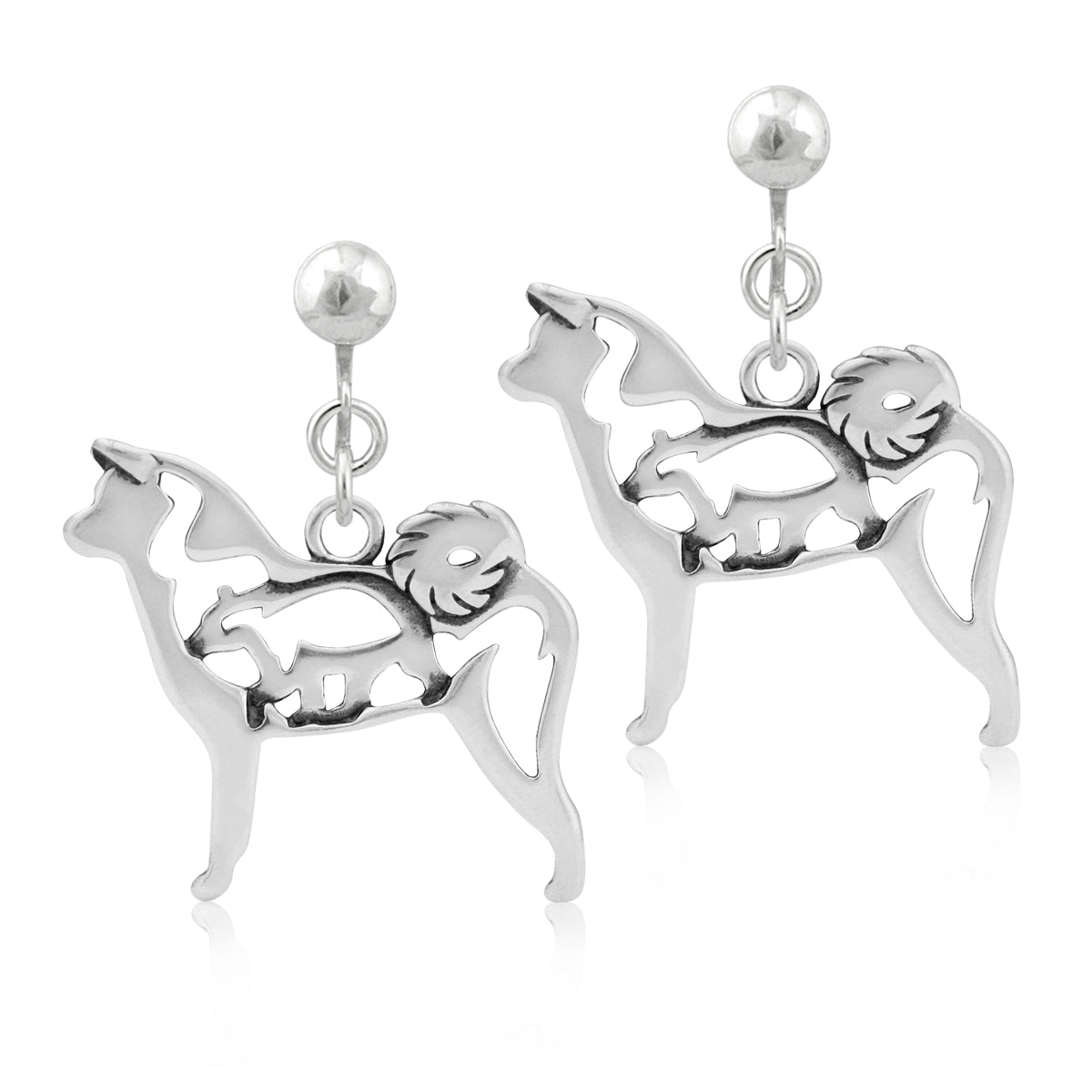 Sterling Silver Akita Earrings