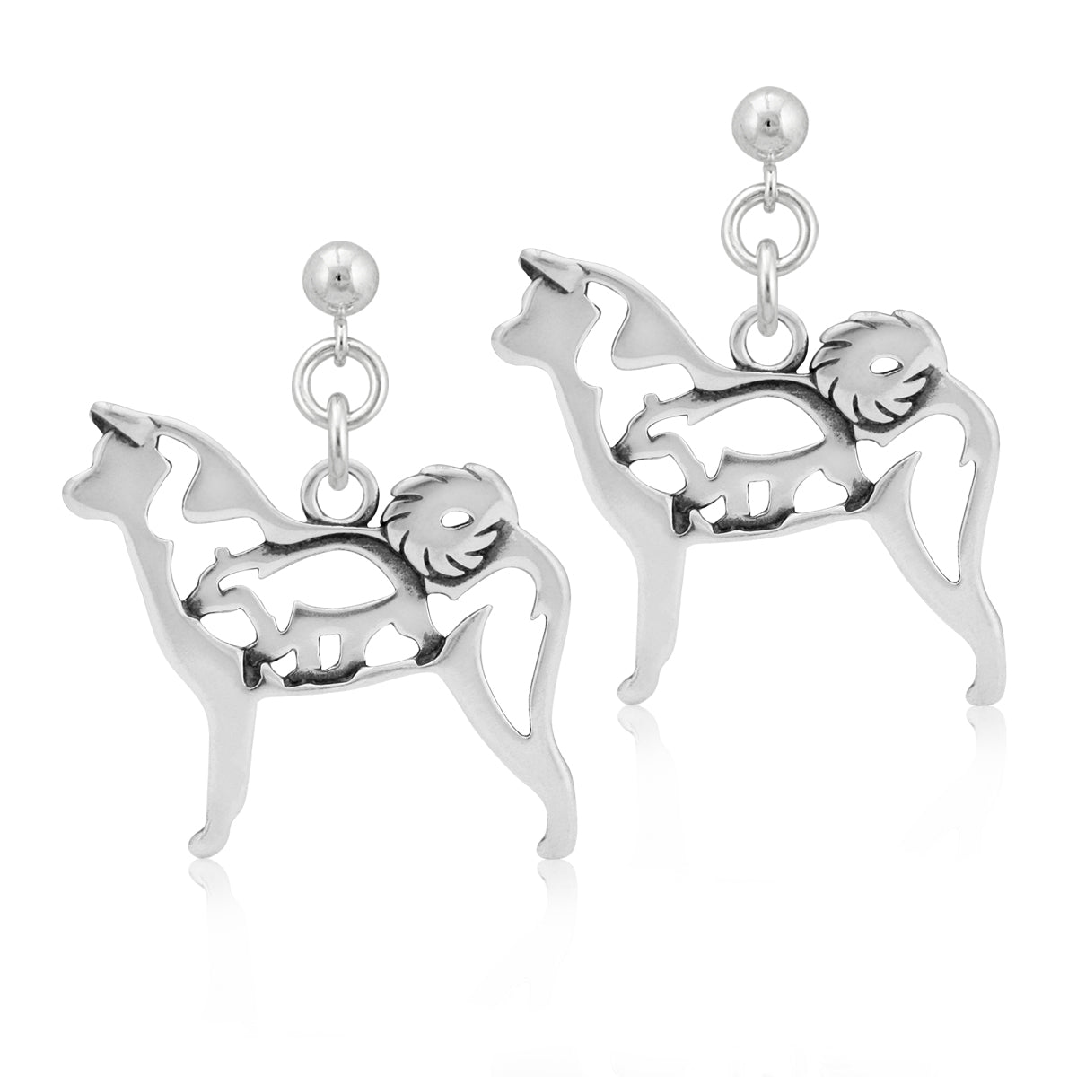 Sterling Silver Akita Earrings