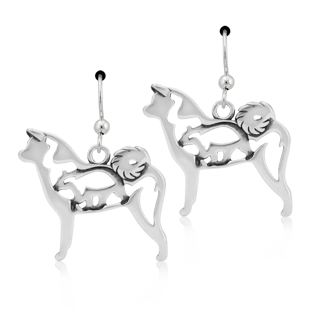 Sterling Silver Akita Earrings