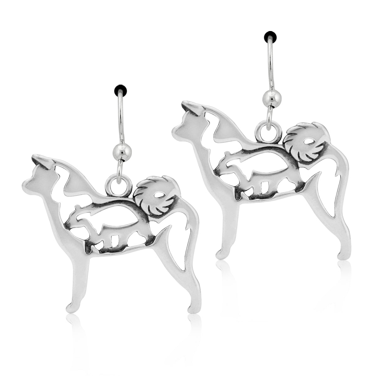 Sterling Silver Akita Earrings