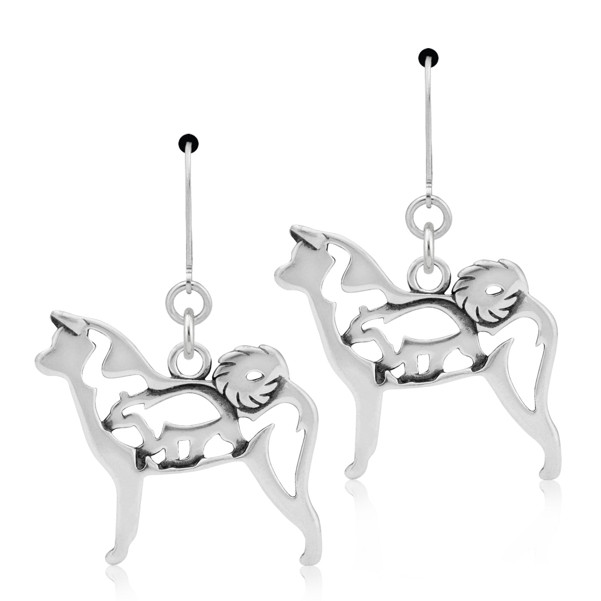 Sterling Silver Akita Earrings