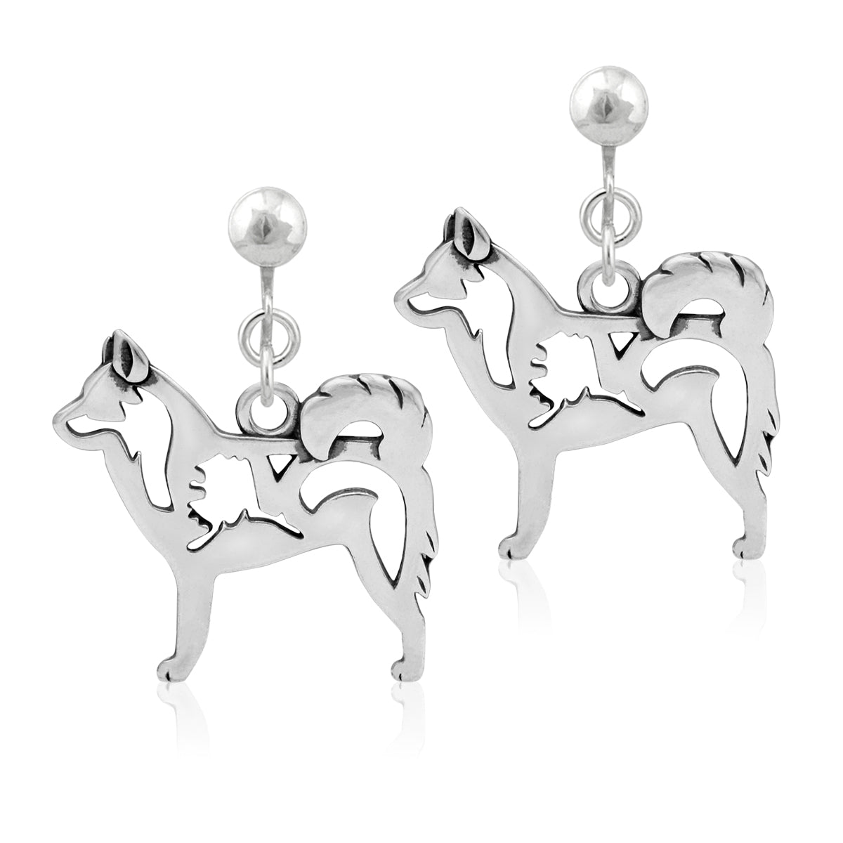 Sterling Silver Alaskan Klee Kai Earrings