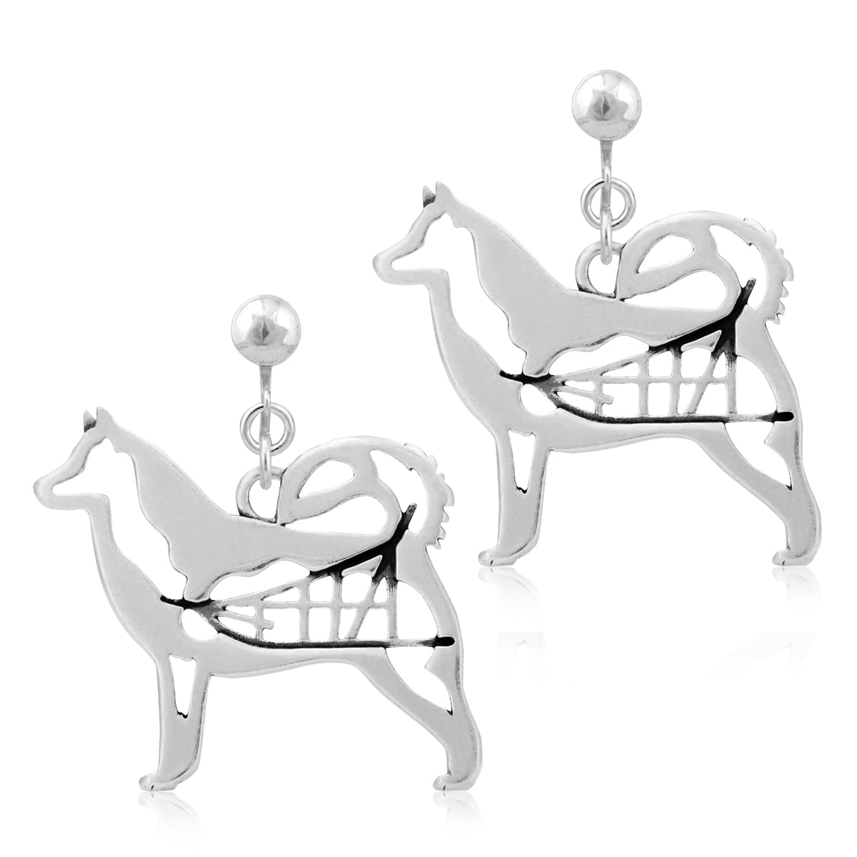 Sterling Silver Alaskan Malamute Earrings
