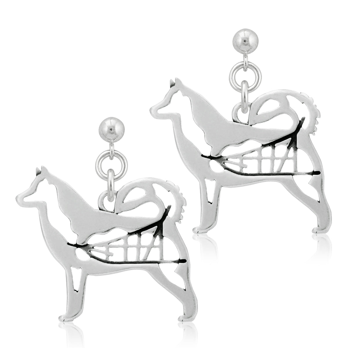 Sterling Silver Alaskan Malamute Earrings
