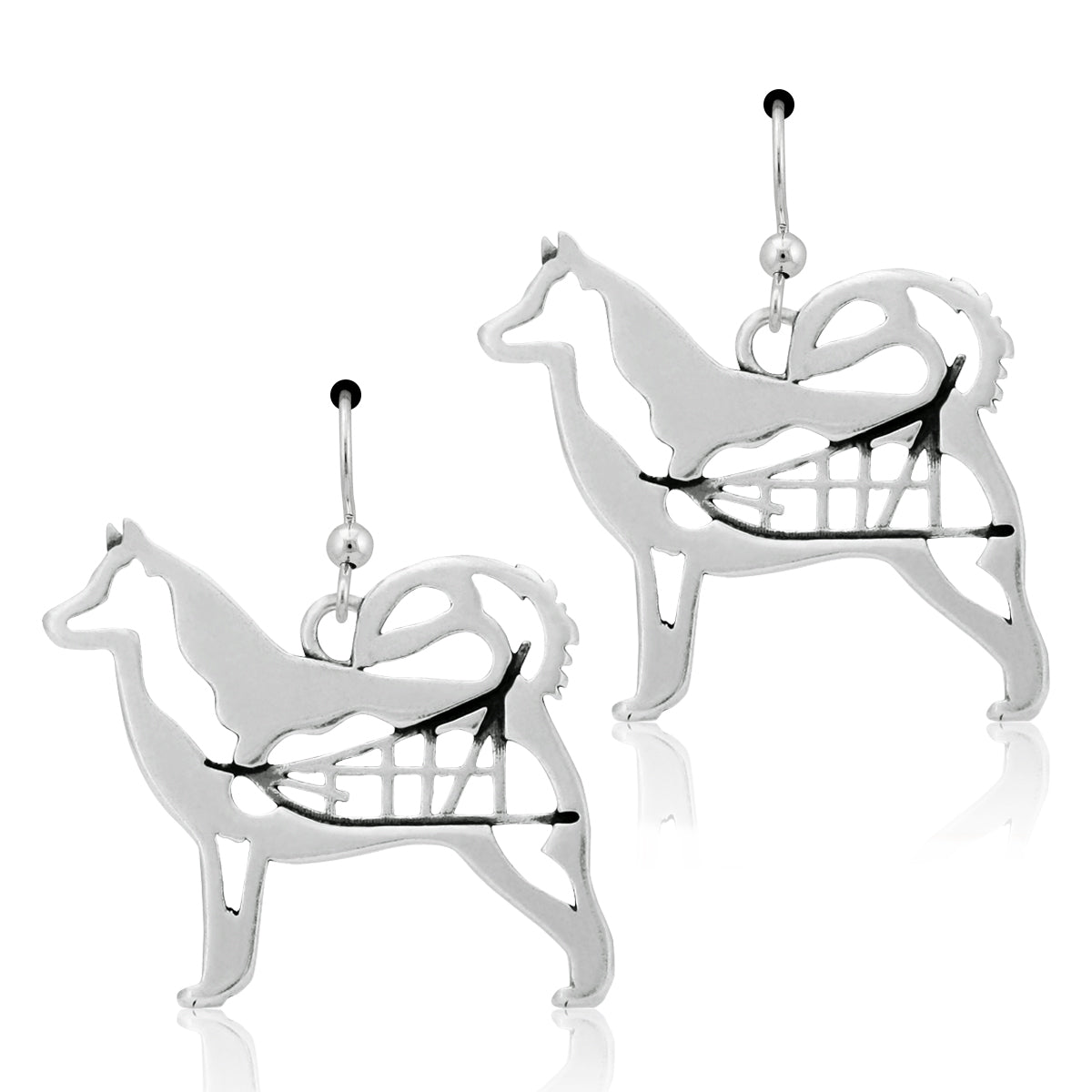 Sterling Silver Alaskan Malamute Earrings