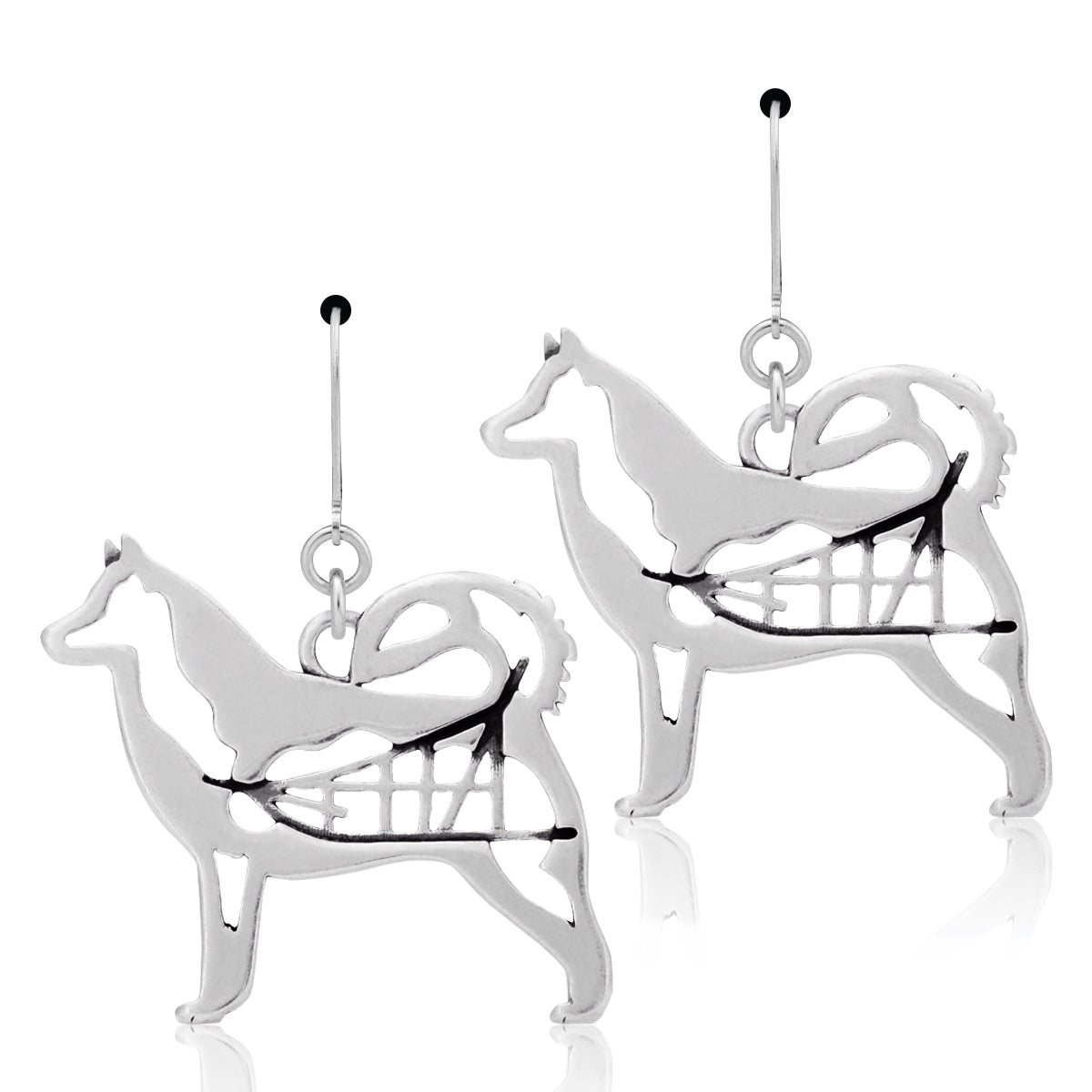 Sterling Silver Alaskan Malamute Earrings
