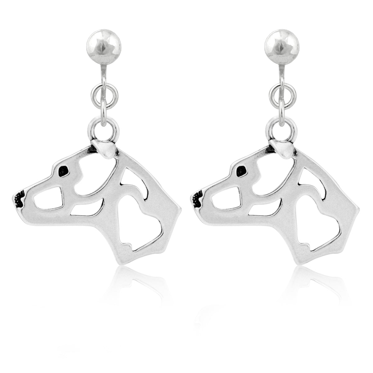 American Staffordshire Terrier Earrings in Sterling Silver, Natural Ears