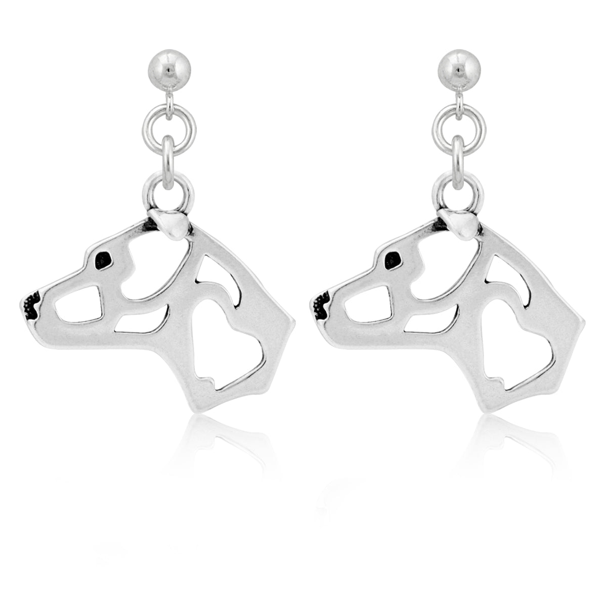 American Staffordshire Terrier Earrings in Sterling Silver, Natural Ears