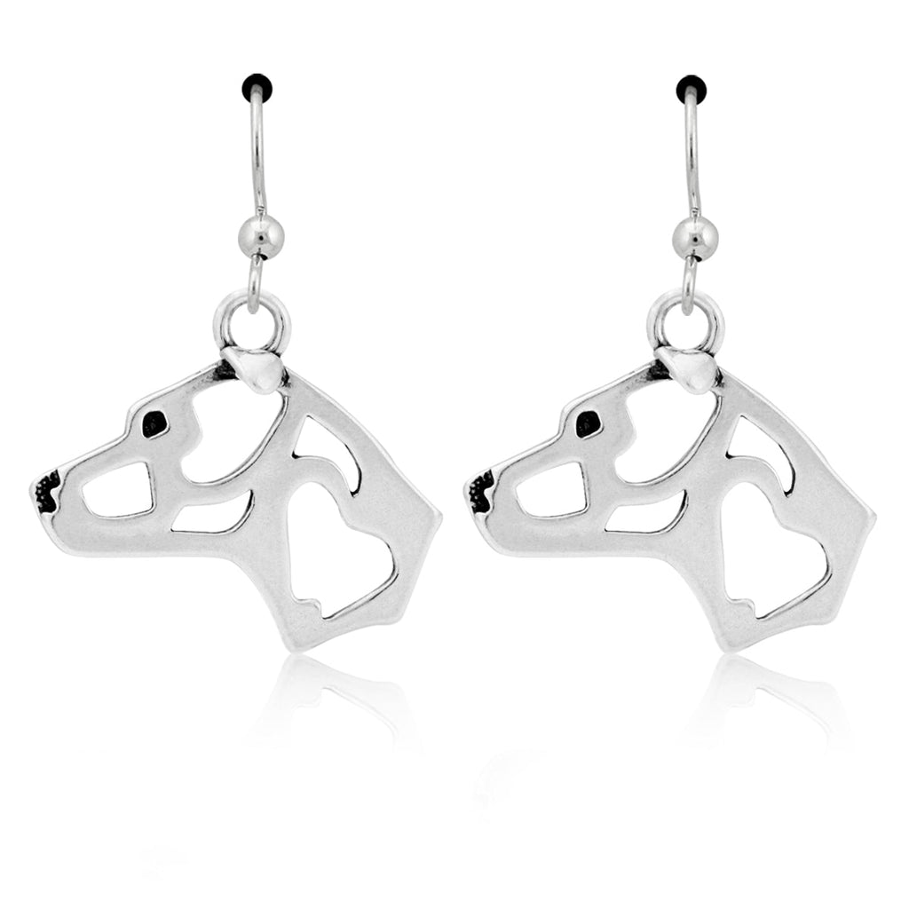 American Staffordshire Terrier Earrings in Sterling Silver, Natural Ears