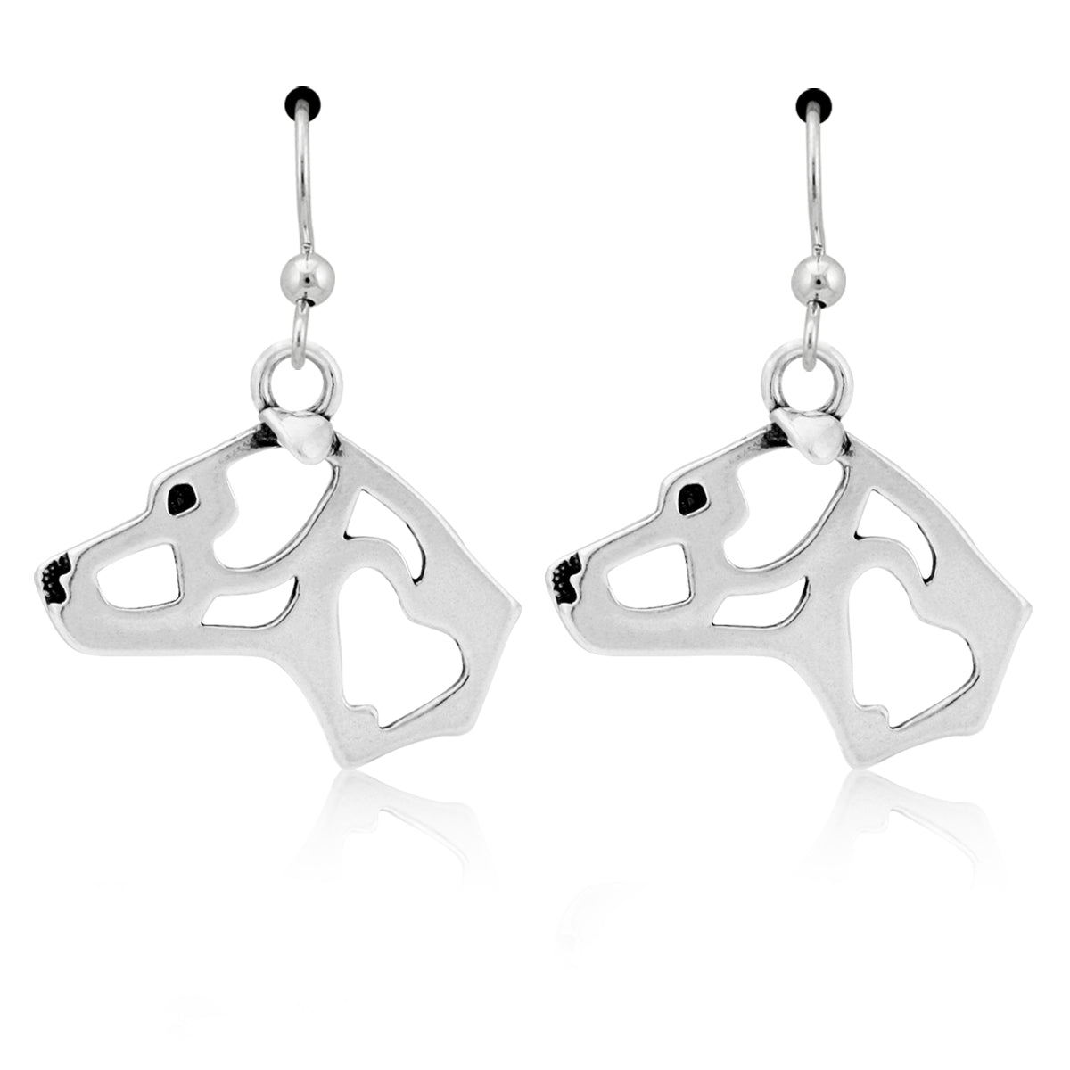 American Staffordshire Terrier Earrings in Sterling Silver, Natural Ears