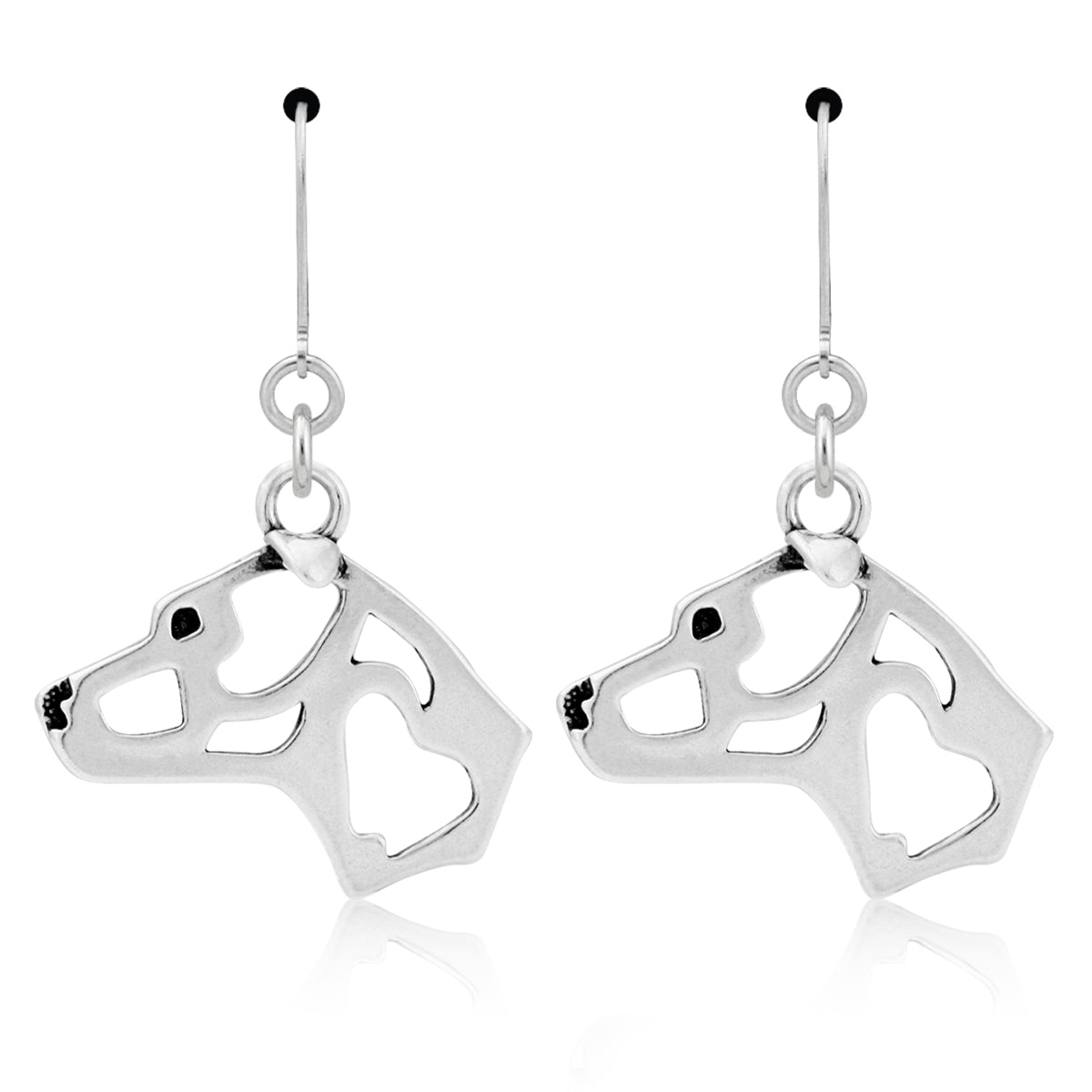 American Staffordshire Terrier Earrings in Sterling Silver, Natural Ears