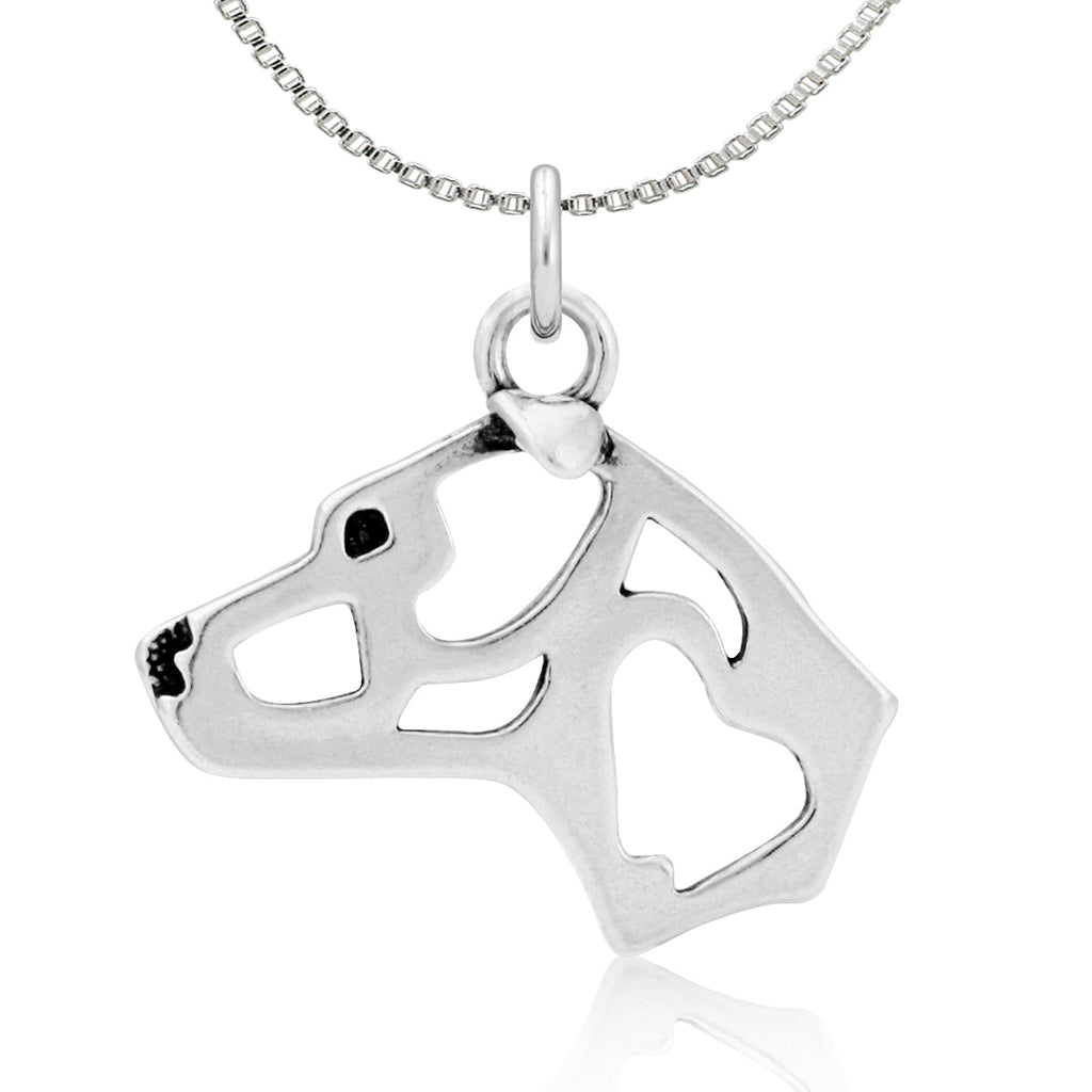 American Staffordshire Terrier Necklace in Sterling Silver, Natural Ears