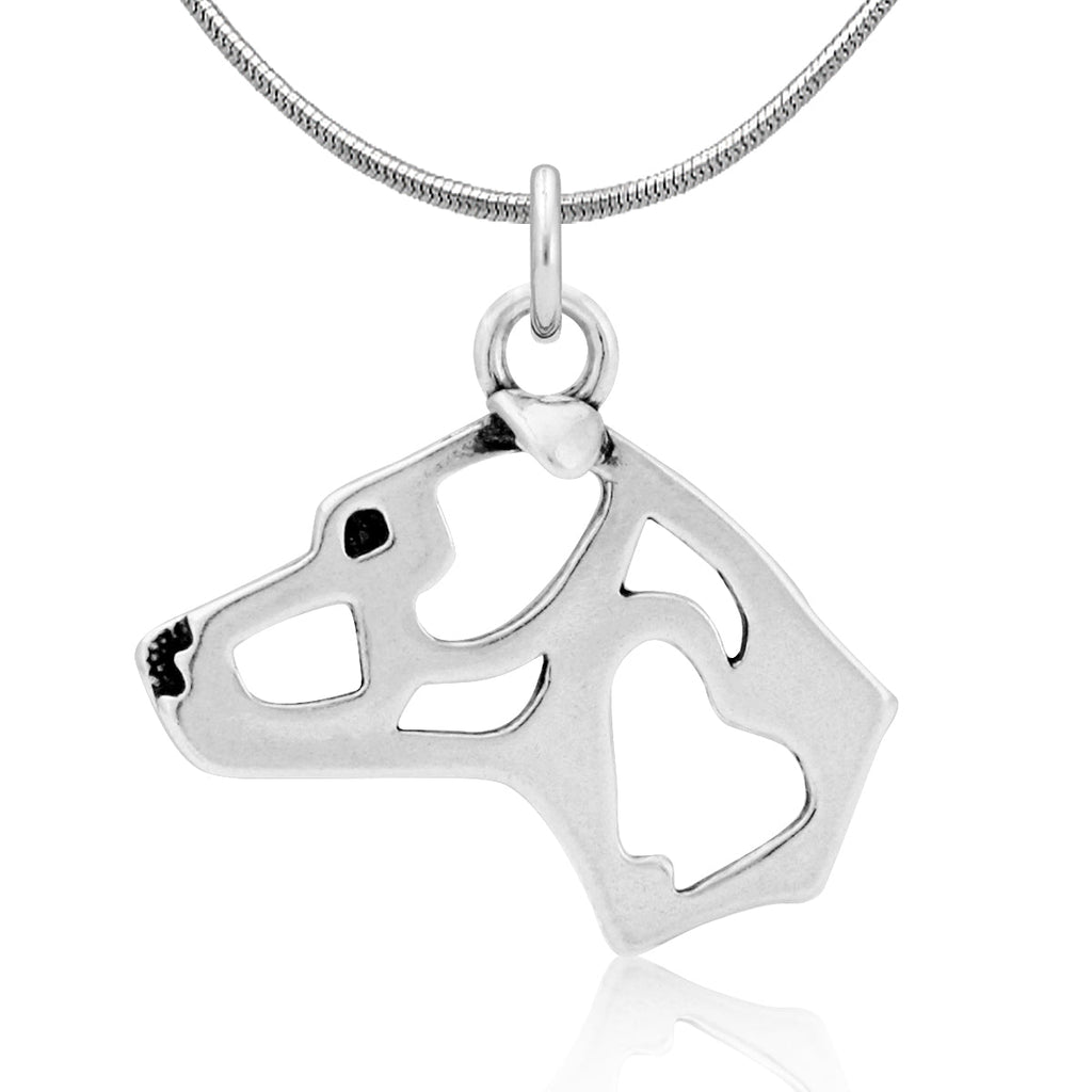 American Staffordshire Terrier Necklace in Sterling Silver, Natural Ears