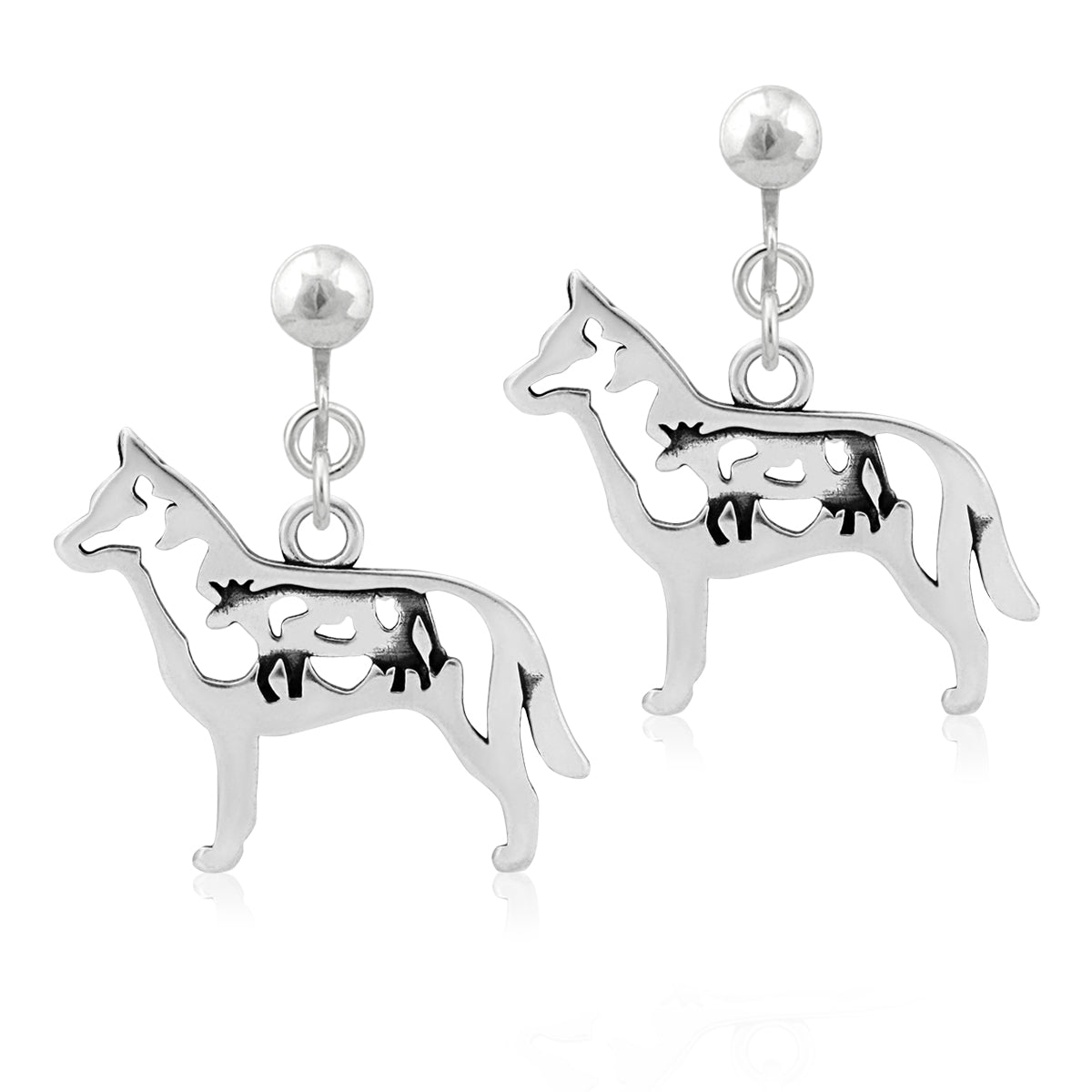 Sterling Silver Australian Cattle Dog Earrings