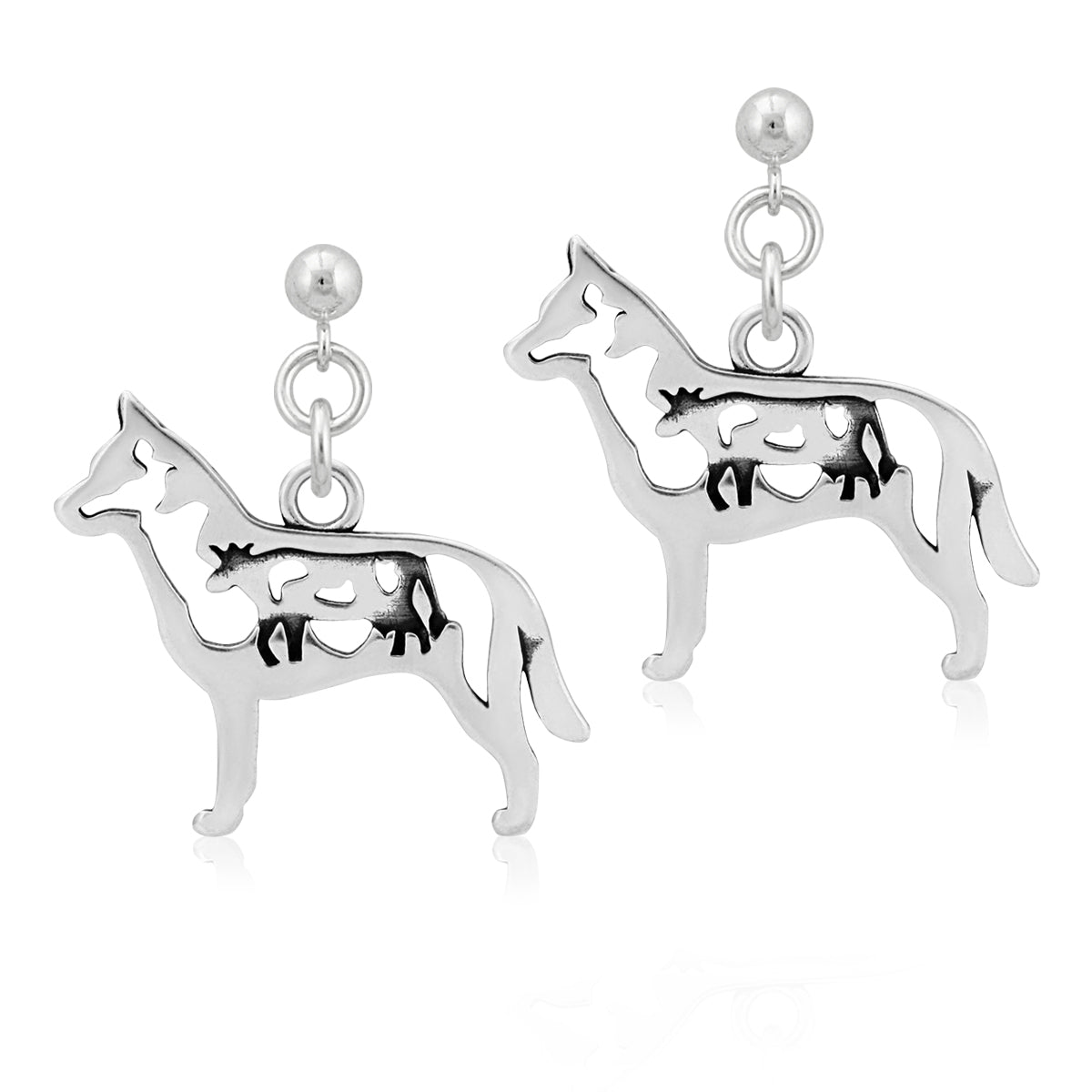 Sterling Silver Australian Cattle Dog Earrings