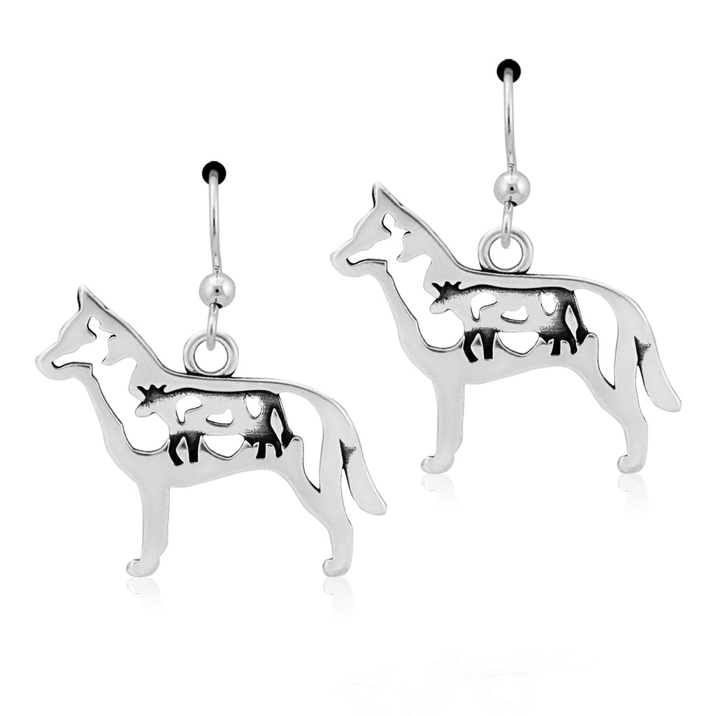Sterling Silver Australian Cattle Dog Earrings