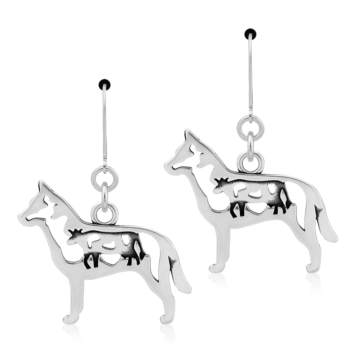 Sterling Silver Australian Cattle Dog Earrings