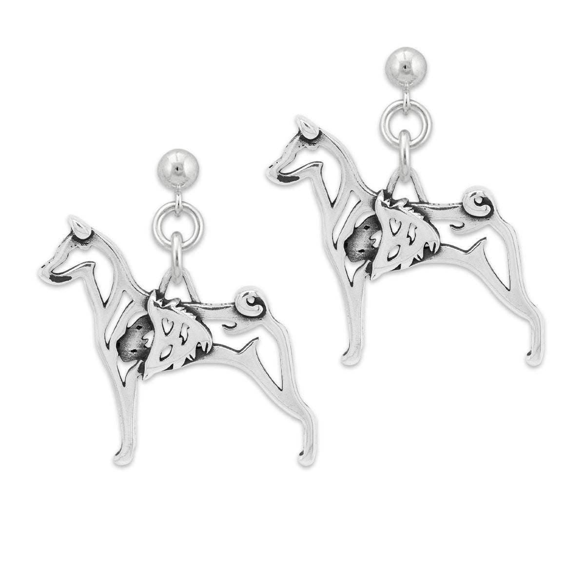 Sterling Silver Basenji Earrings