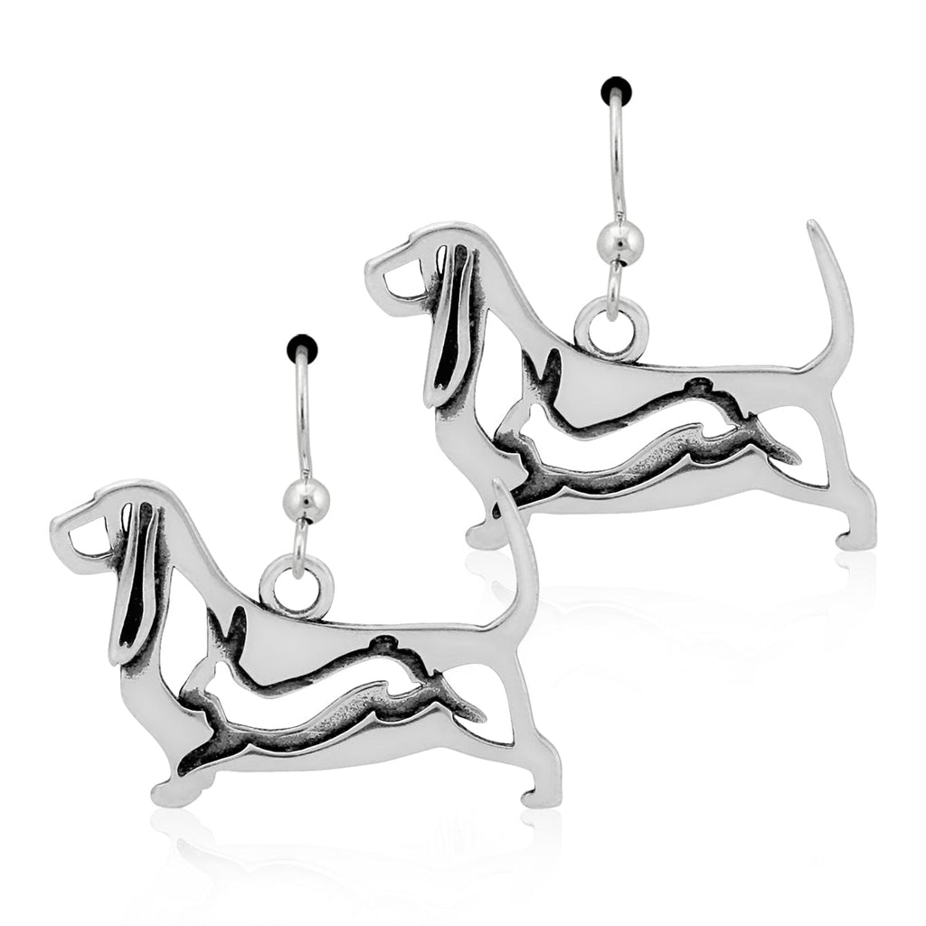 Sterling Silver Basset Hound Earrings