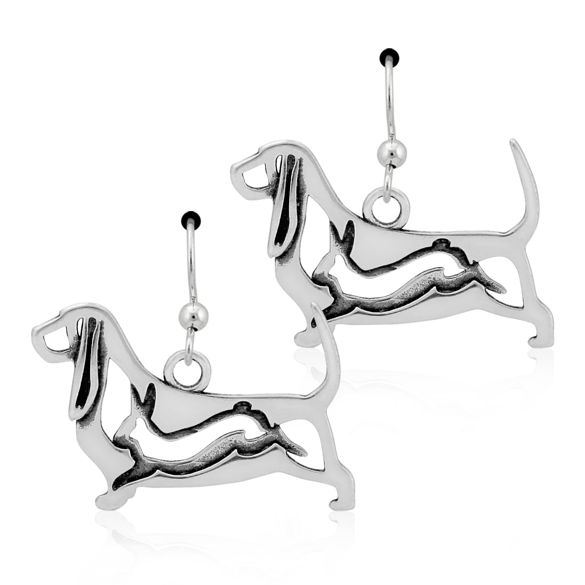 Sterling Silver Basset Hound Earrings