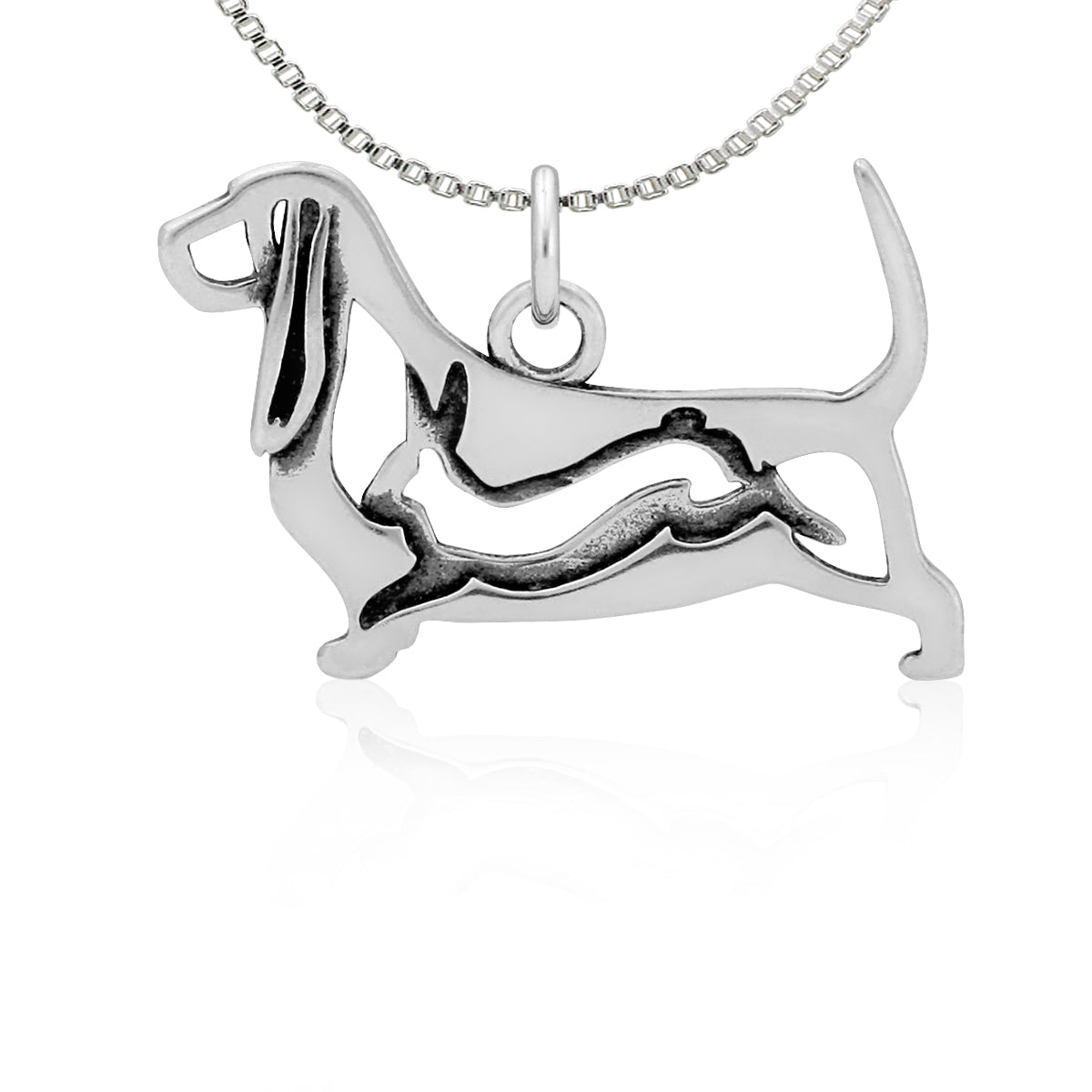 Sterling Silver Basset Hound Necklace Jewelry