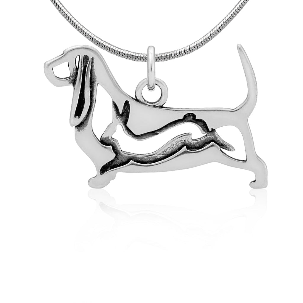 Sterling Silver Basset Hound Necklace Jewelry