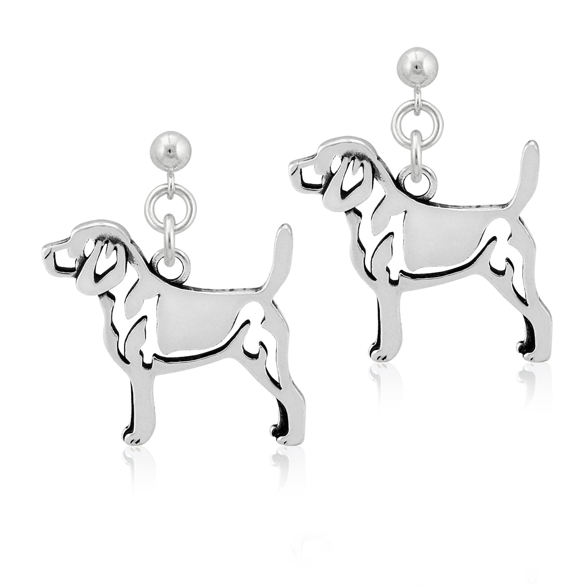 Sterling Silver Beagle Earrings