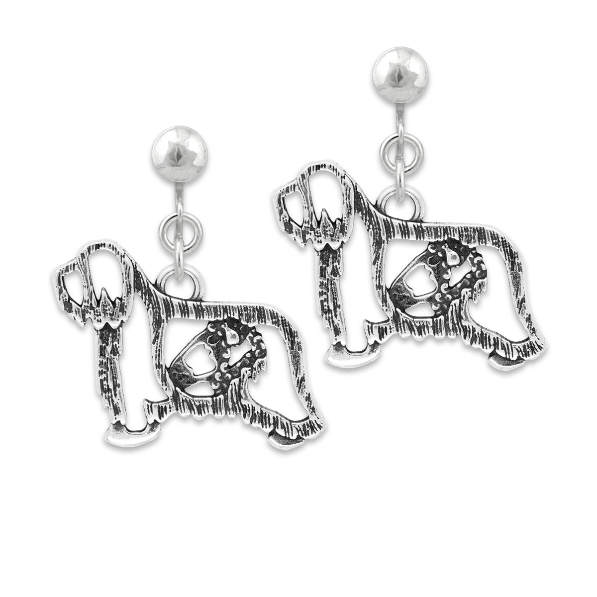 Sterling Silver Bearded Collie Earrings
