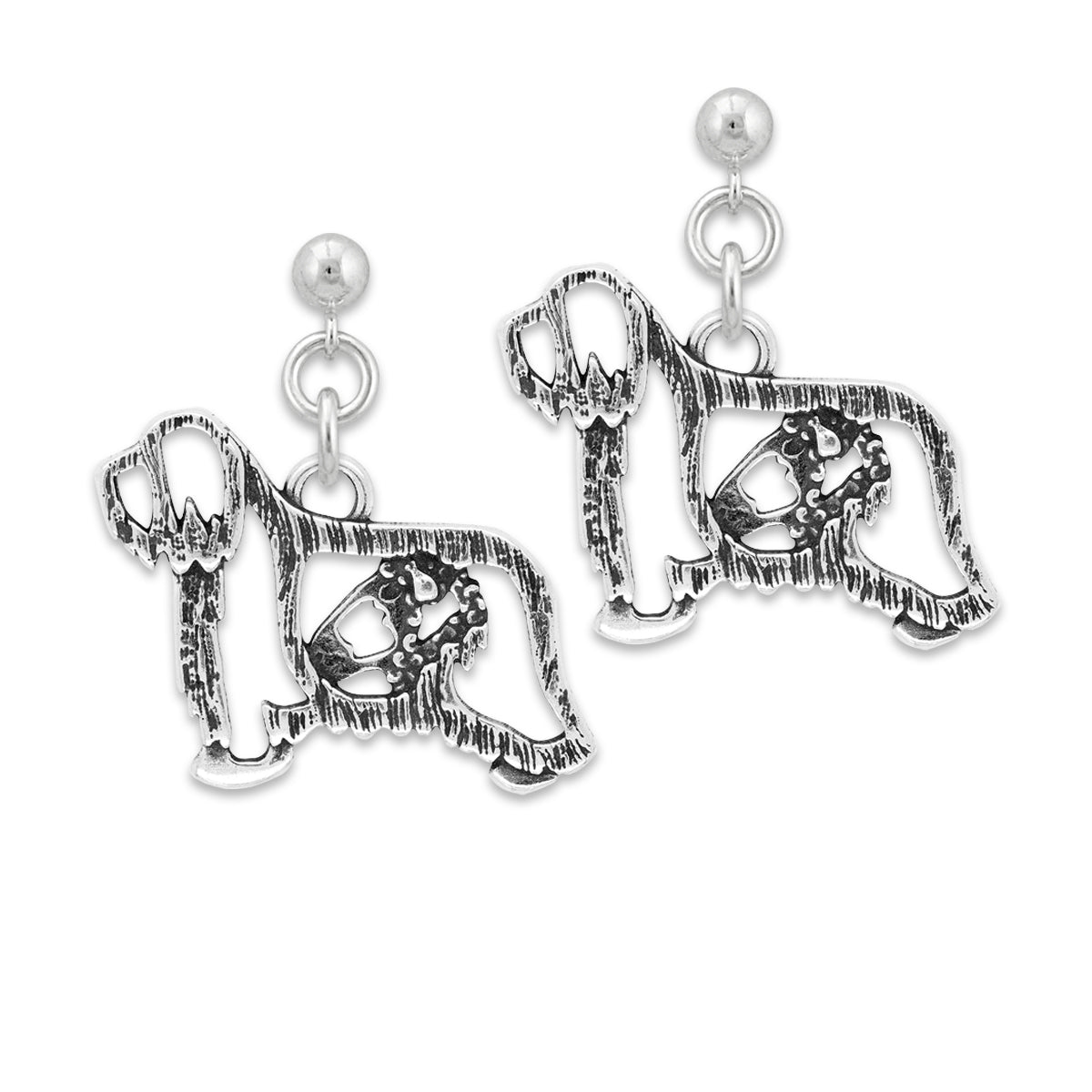 Sterling Silver Bearded Collie Earrings