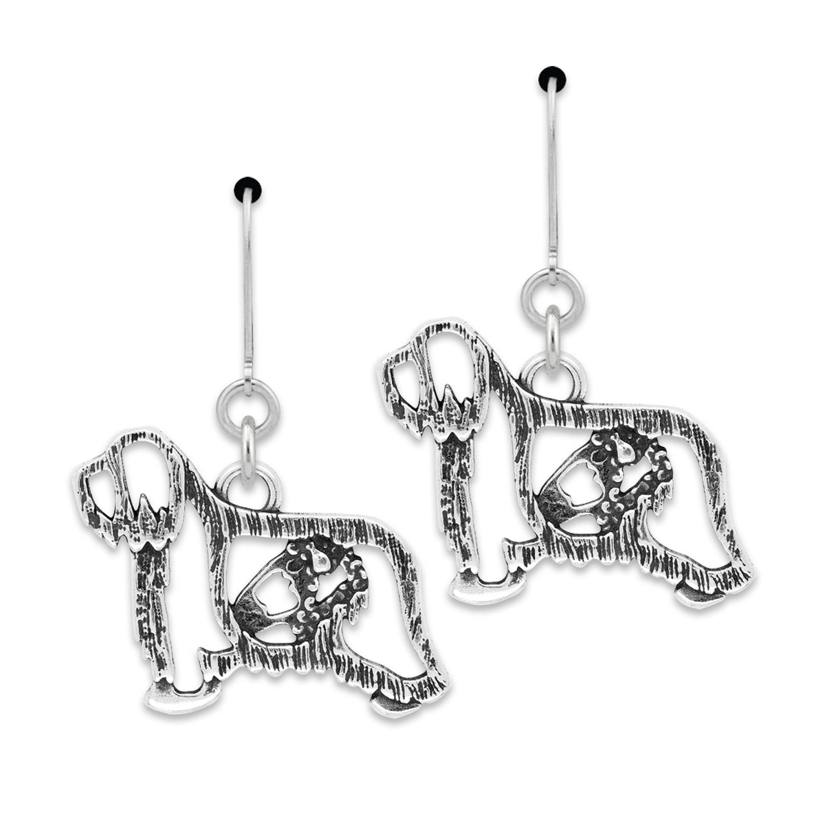 Sterling Silver Bearded Collie Earrings