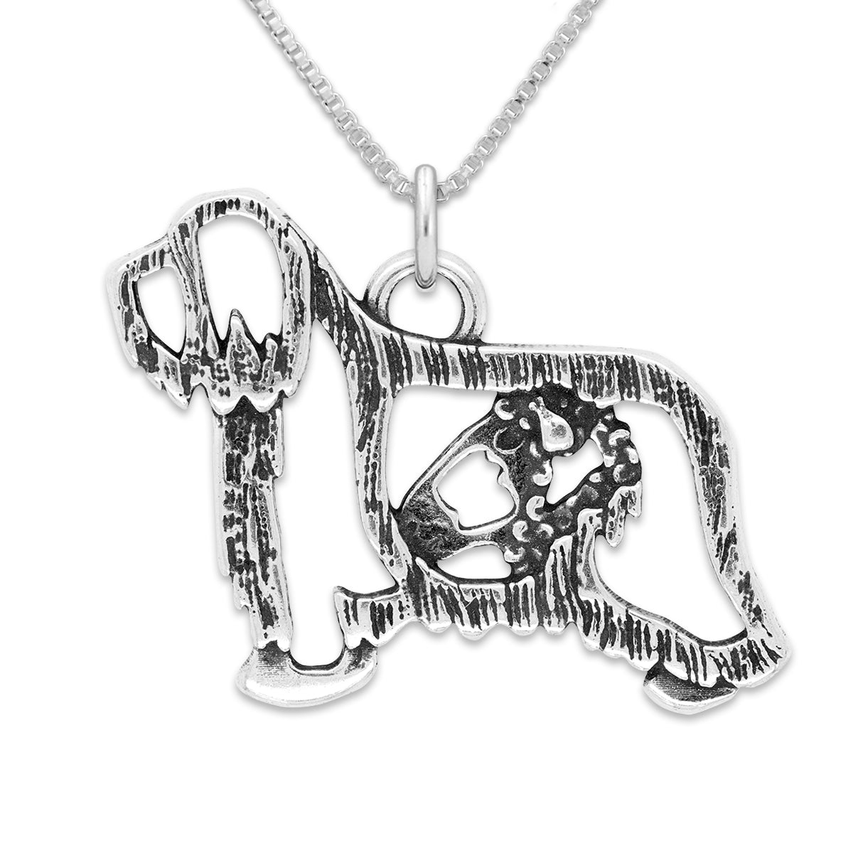 Sterling Silver Bearded Collie Necklace Jewelry