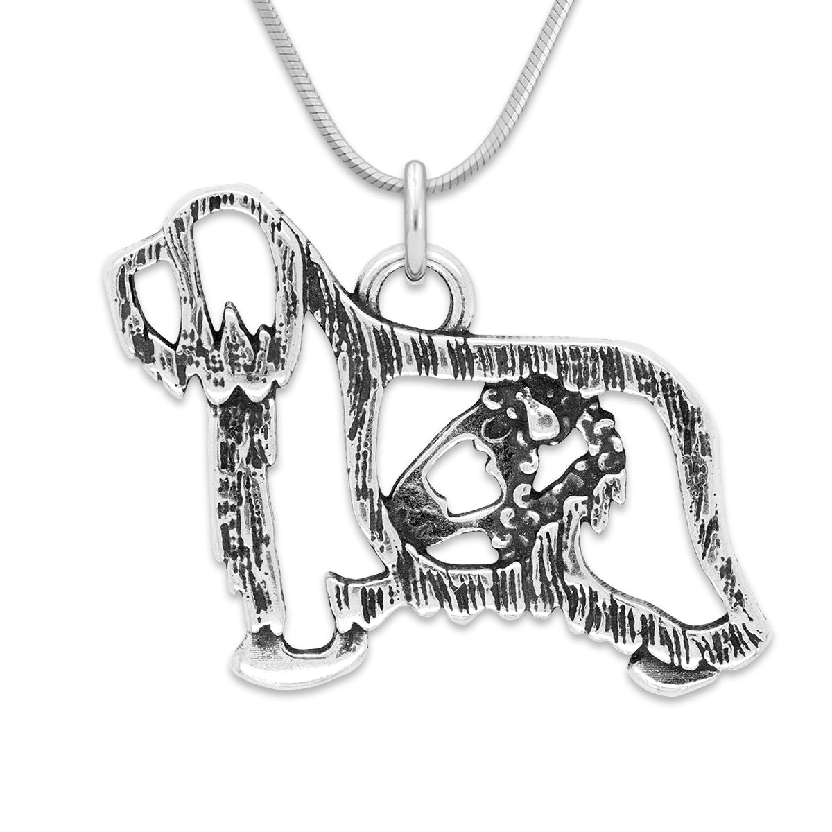 Sterling Silver Bearded Collie Necklace Jewelry