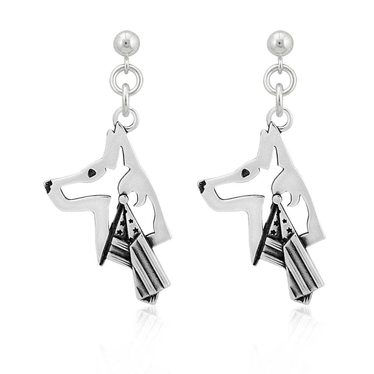 Belgian Malinois Earrings Gifts in Sterling Silver